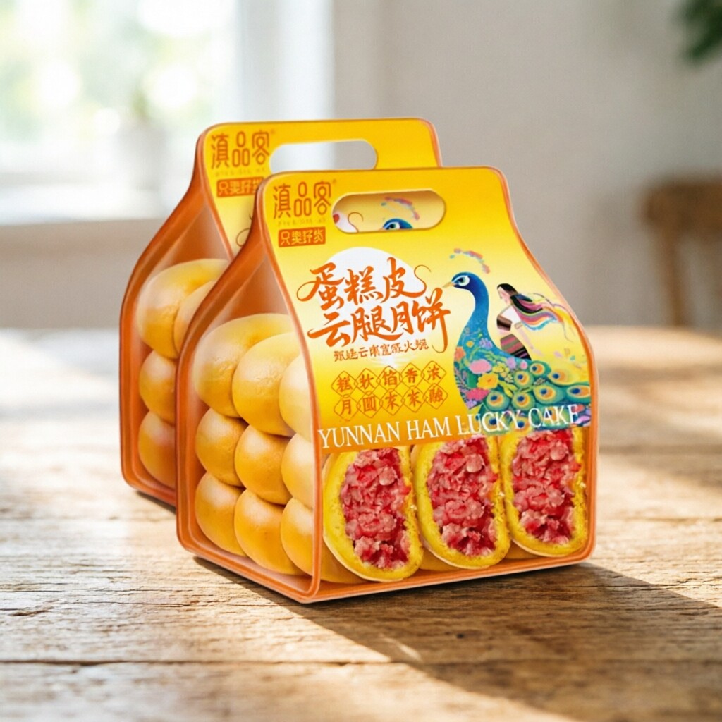 蛋糕皮云腿月饼 宣威火腿蛋糕胚软皮饼 滇式糕点中秋伴手礼