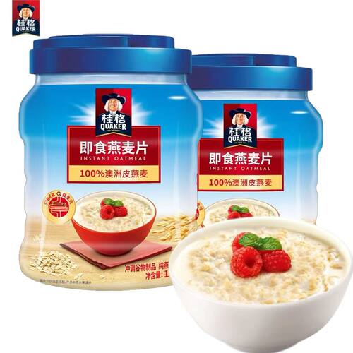 桂格即食燕麦1000g罐装0蔗糖添加燕麦片代餐谷物冲饮健康营养早餐