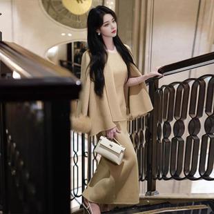 现货~冬季套装富家千金高级感毛呢外套连衣裙气质名媛高端两件套