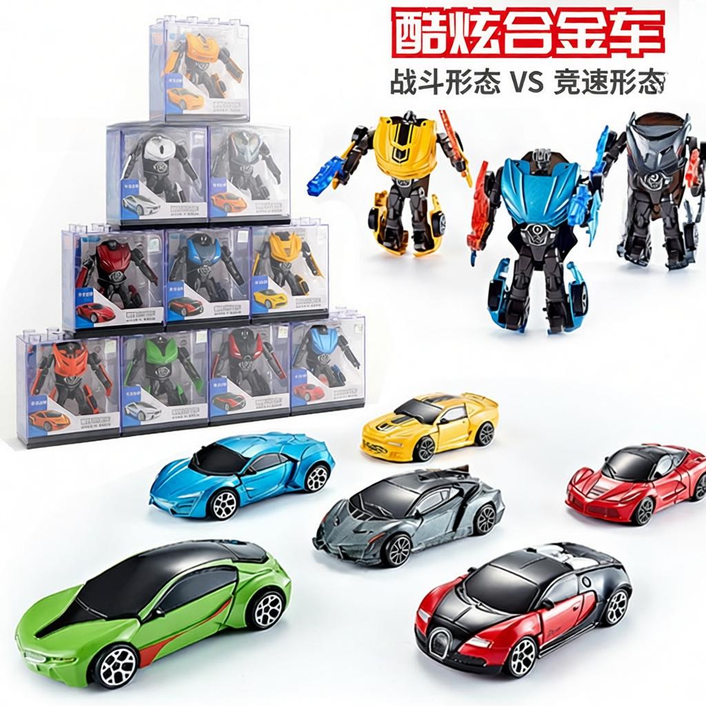 酷炫优品2025合金赛车变形机器人越野跑车模型男孩儿童玩具展示礼
