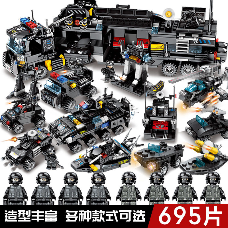 森宝积木黑鹰特战队儿童玩具儿童玩具diy小颗粒拼装黑鹰突击队