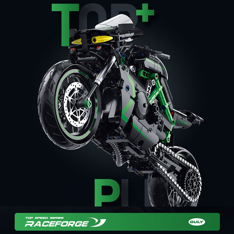 双高60501-35拼装川哈崎雷公爵积木夜路德摩托车玩具模型桌摆包邮