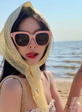 森蓝家网红款粉色墨镜女圆脸方框大框时尚街拍凹造型太阳眼镜男