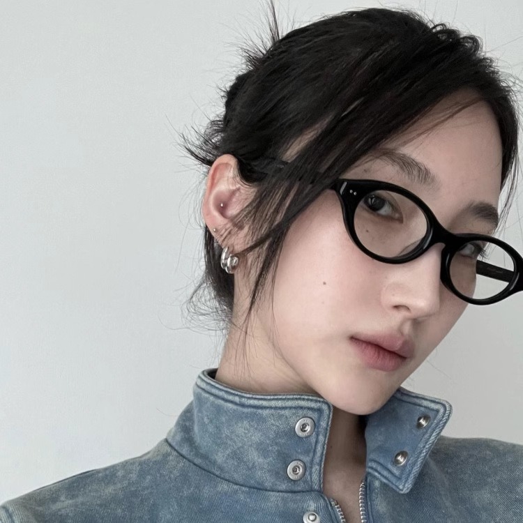 森蓝家复古书呆子黑框眼镜女2024新款百搭韩系高级感ins风眼镜框