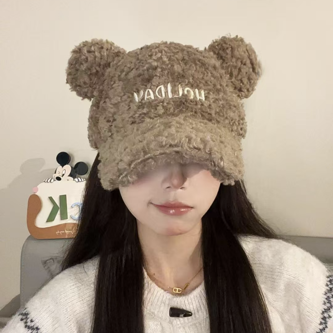 3分月光 可爱毛绒小熊耳朵棒球帽子女秋冬保暖加厚显脸小鸭舌帽,服饰配件/皮带/帽子/围巾,帽子,淘宝优惠券,粉丝福利购,淘宝优惠卷