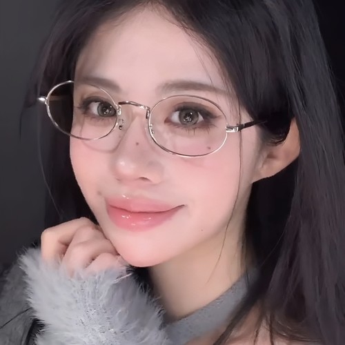 3分月光金丝小框眼镜女斯文气质可配近视纯欲圆形复古防蓝光镜框