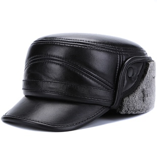 皮帽子男真皮冬天保暖护耳中老年爸爸加厚老人棉帽羊皮老头爷爷帽
