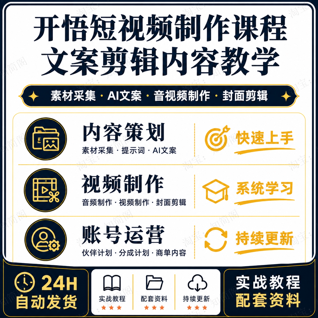 短视频内容制作课程开悟类账号文案剪辑封面AI工具提示词教学