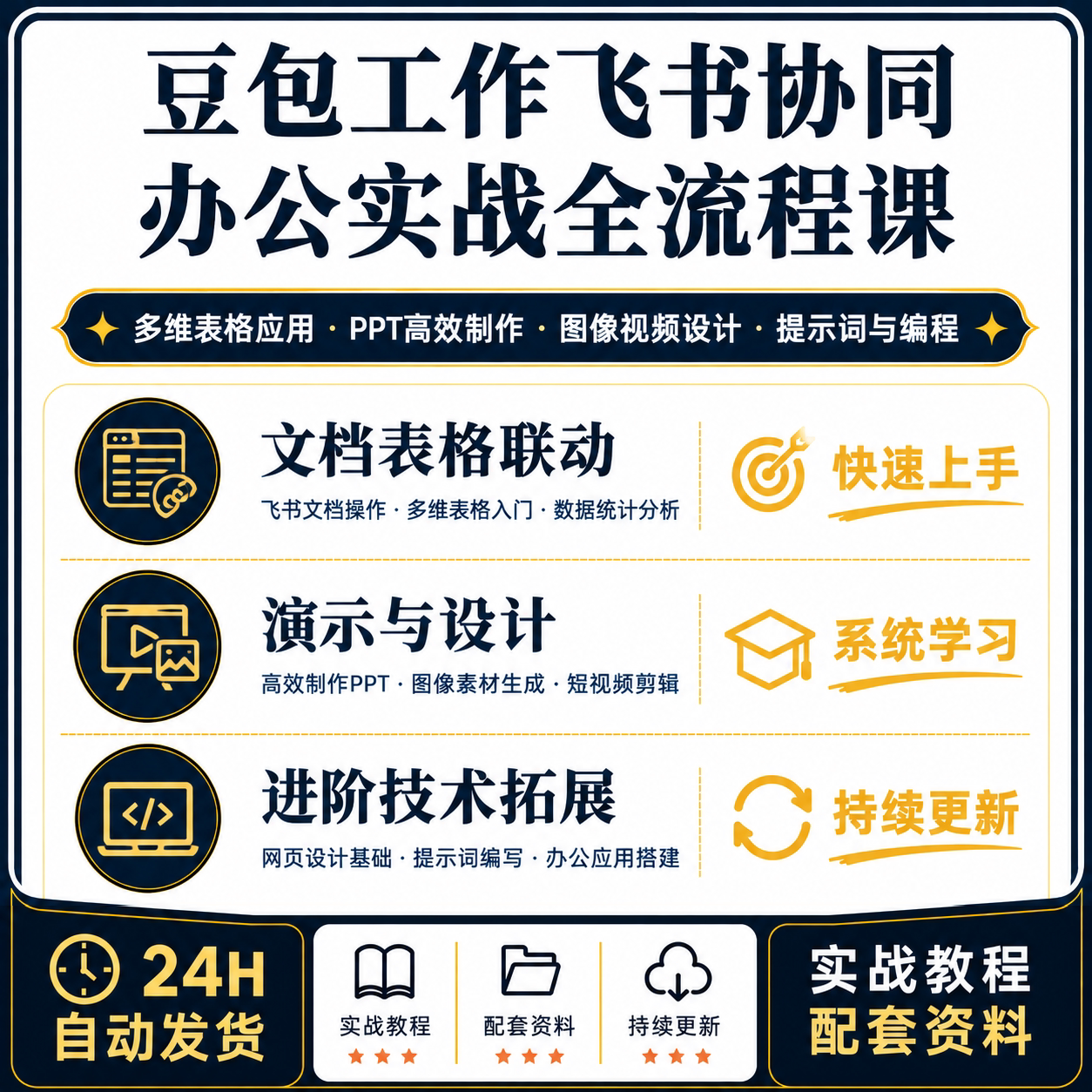 豆包工作飞书协同办公实战课多维表格文档PPT制作AI提示词教程
