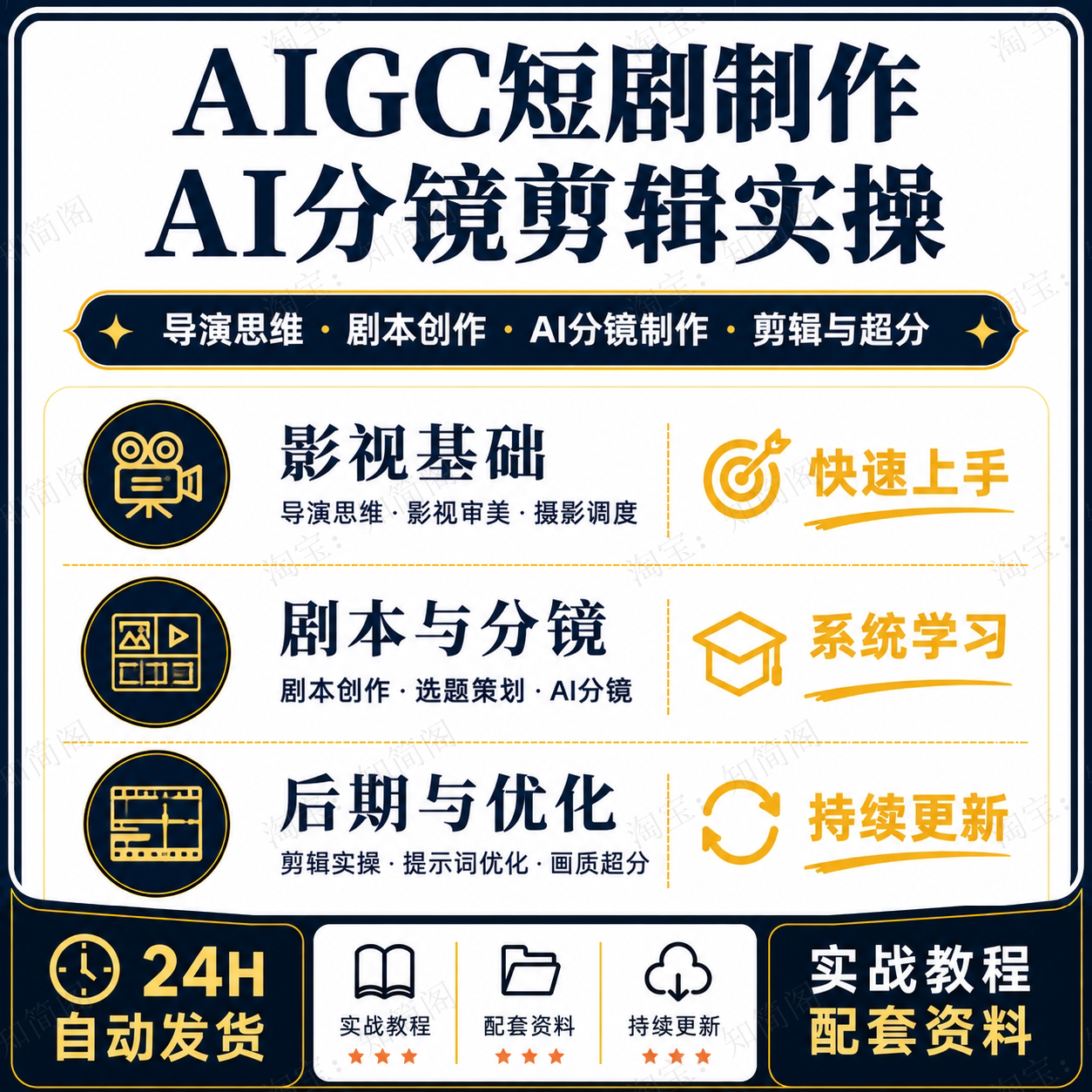AIGC短剧制作导演思维影视审美剧本创作AI分镜提示词剪辑实操课程