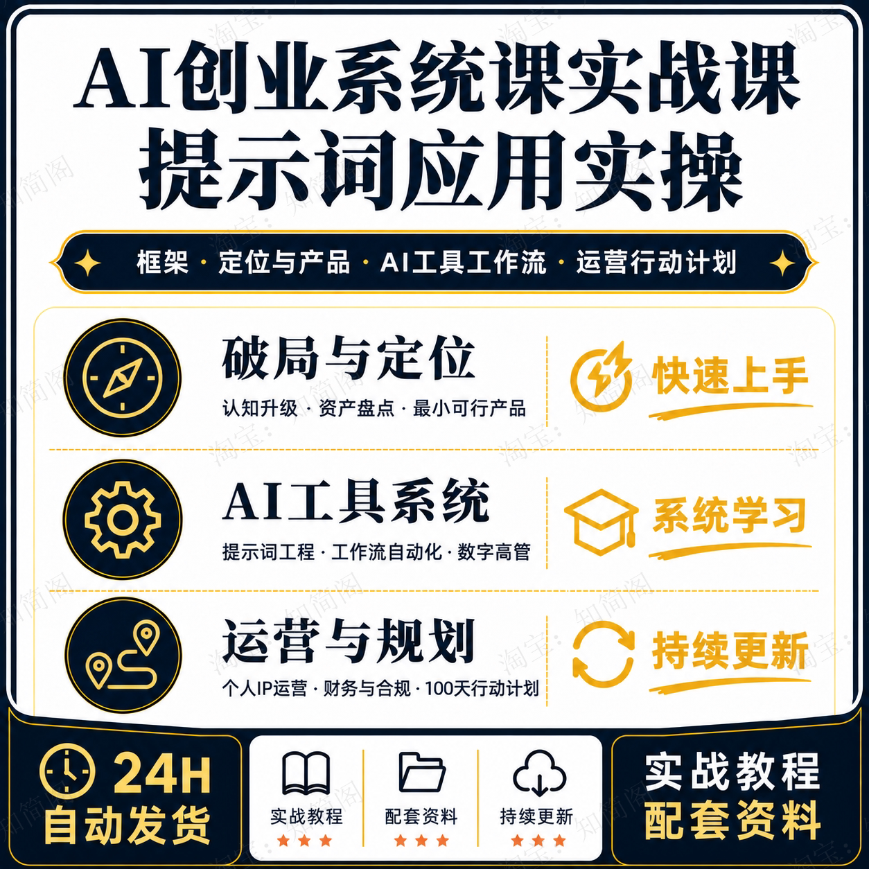 AI创业课程定位AI工具工作流运营体系现金流打造自动化第二曲线