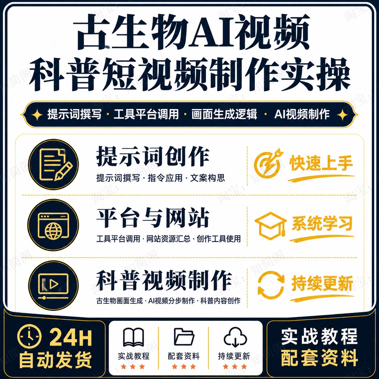 古生物AI短视频创作教程提示词指令网站资源科普视频制作实操