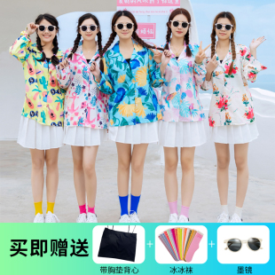 复古花衬衫 女夏威夷海边度假沙滩聚会演出服 港风8090年代怀旧长袖