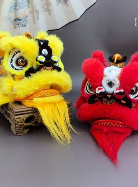 国潮醒狮摆件迷你老夫子狮工艺品