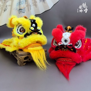 国潮醒狮摆件舞狮非遗纯手工创意迷你老夫子狮头居家办公装饰送礼