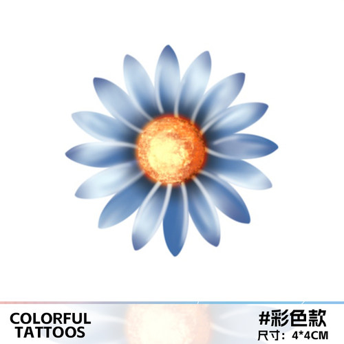 蓝色小雏菊防水持久ins风纹身贴