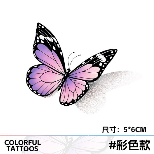 重影紫蝴蝶彩色纹身贴新款高颜值