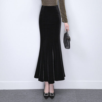 金丝绒裙子女春秋冬2025