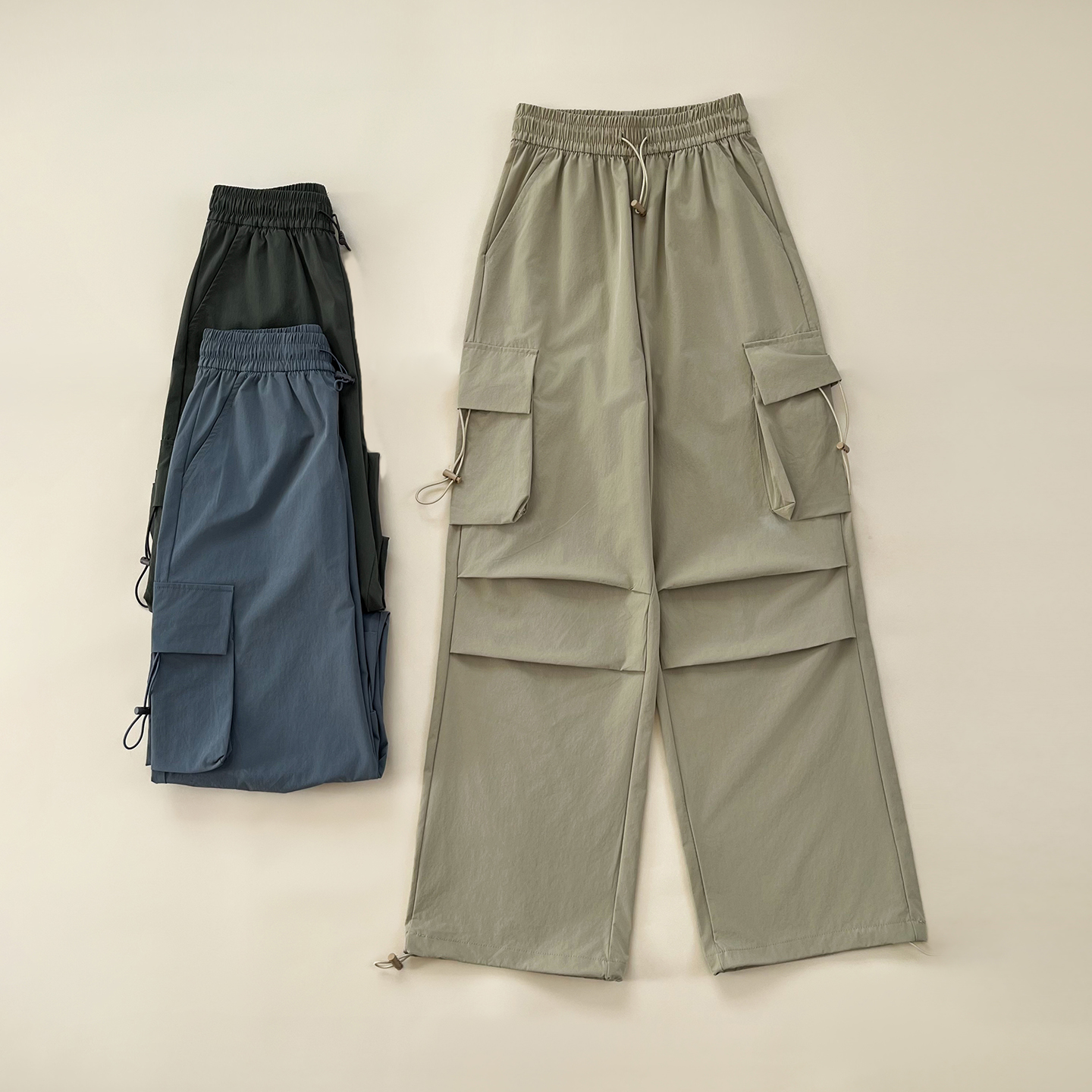 美式工装裤女宽松束脚速干透气休闲显瘦薄阔腿哈伦裤防晒跑步健身