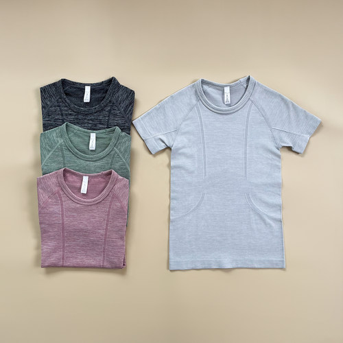 lu同款健身短袖收腰显瘦瑜伽上衣女高弹百搭户外跑步训练运动T恤