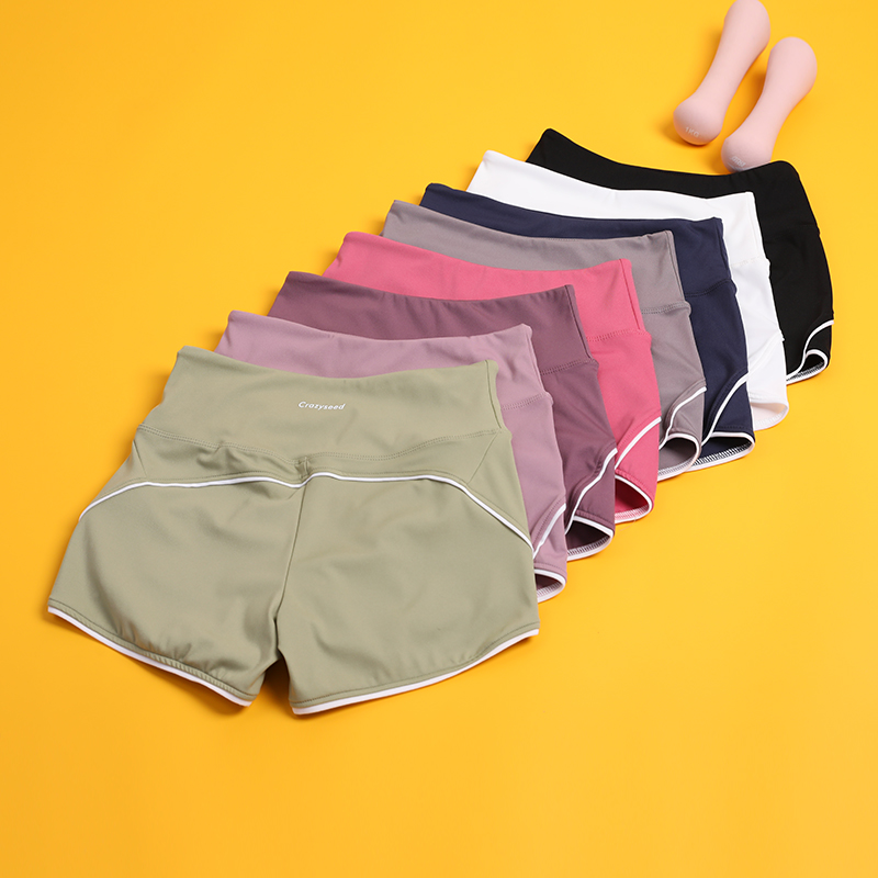 女瑜伽短裤健身热裤包臀高腰