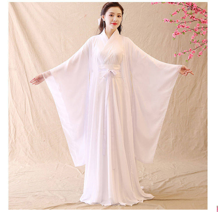 白色汉服出租仙女古装仙气飘逸古风超仙清新淡雅花朝节走秀演出服