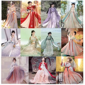 出租齐胸襦裙古装汉服女款裹胸超仙飘逸古风元旦服装整套租借租赁