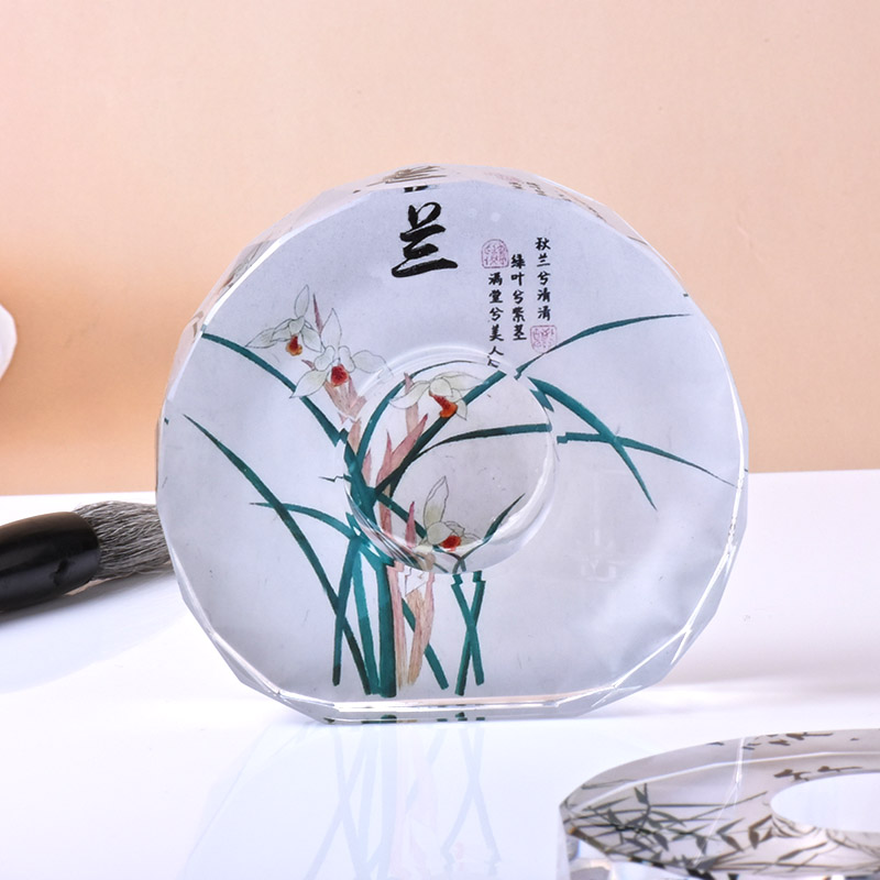 创意水晶圆形镇纸毕业送老师纪念照片桌面家居装饰摆件工艺品酒柜