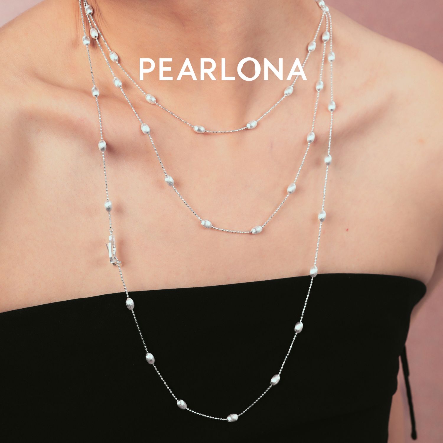 PEARLONA磐石云松-海棠窗祥云OT扣银拉丝球项链