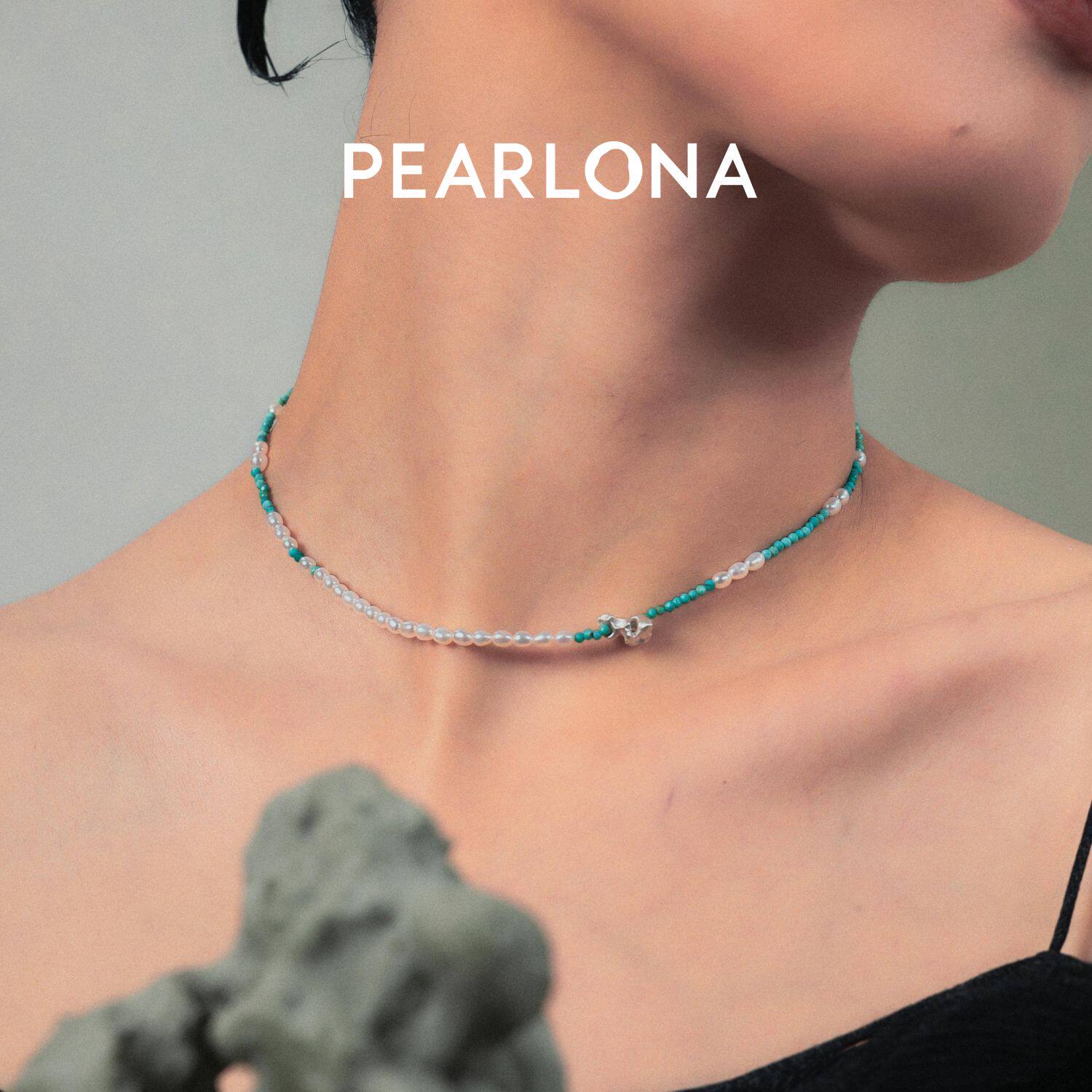 PEARLONA磐石云松桃花运转轻松运转太湖石珍珠绿松项链红玛瑙项链
