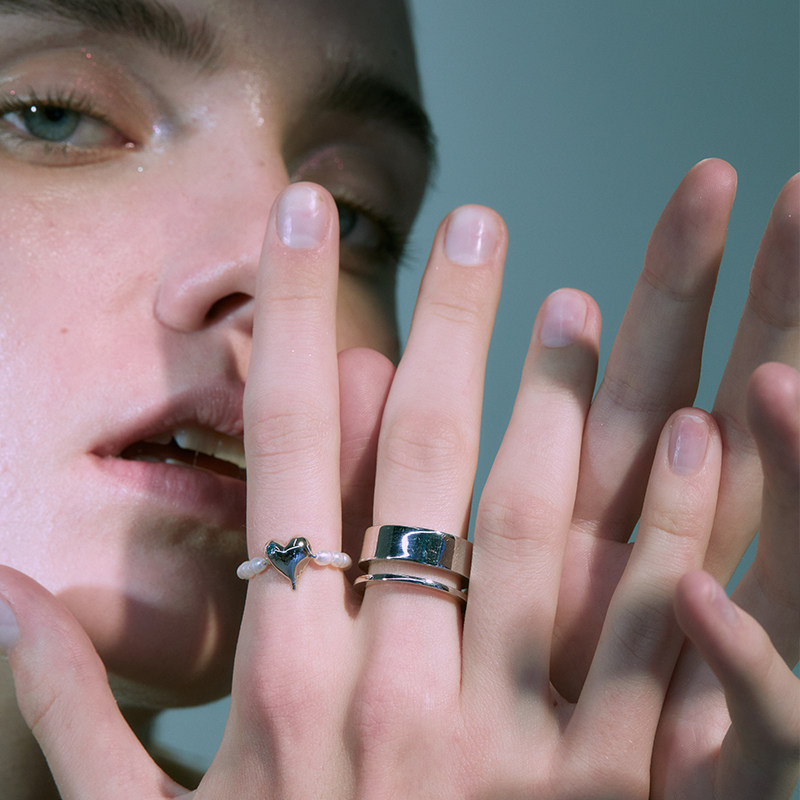 爱心珍珠戒指PEARLONA简约情侣