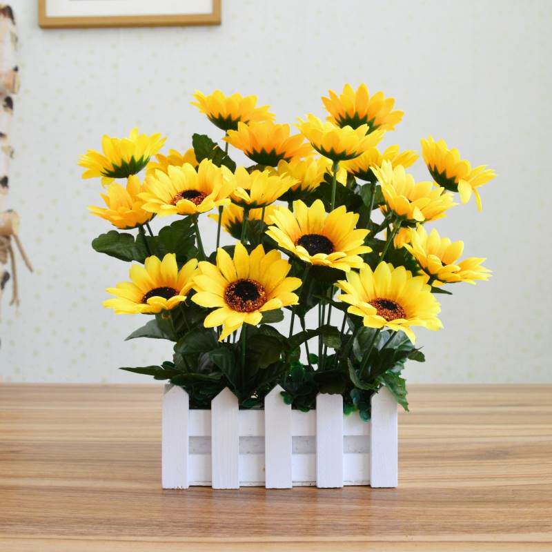 仿真植物小雏菊假花草塑料插花束栅栏花艺套装饰品客厅家居摆设件
