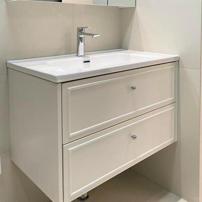 法式奶油风浴室柜组合陶瓷一体盆柜现代简约橡木烤漆卫生间小尺寸