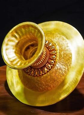 家用尼泊尔工艺手工浮雕长寿宝瓶铜鎏金无量寿宝瓶供奉摆件十二寸