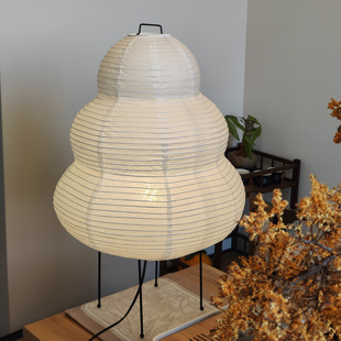 日式侘寂风宣纸落地灯客厅氛围灯沙发旁边复古设计师野口勇吊灯