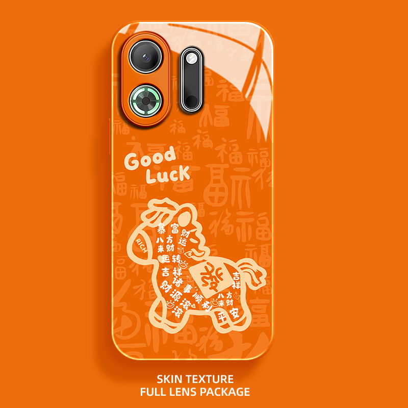马上发财适用OPPOk13Turbo手机壳K12S好运K11X新年K10Pro福字9S高级感橙色新款防摔好看全包情侣玻璃保护套