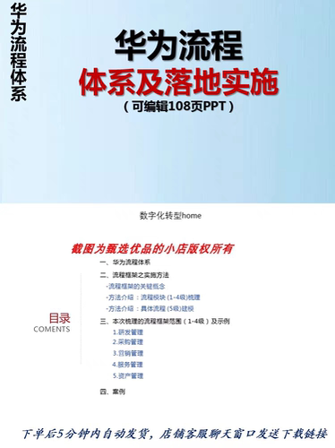 华为流程体系及落地实施108页可编辑PPT研发流程采购流程参考材料