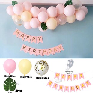 1Set Happy Birthday Balloons Retro Champagne Globos Garland