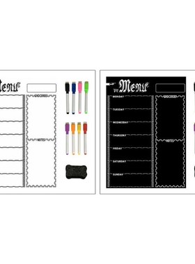 Magnetic Refrigerator Chalkboard,Weekly Menu, Meal Planner,G