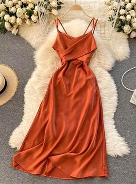 Women Sexy Satin Evening Dress Summer Off Shoulder High Wais