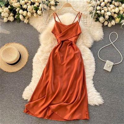 Women Sexy Satin Evening Dress Summer Off Shoulder High Wais