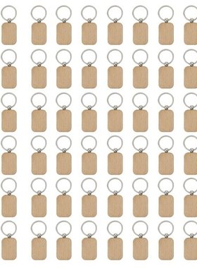 60Pcs Blank Rounded Rectangle Wooden Keychain Diy Wooden Key