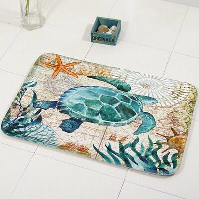 Marine Style Door Mat Floor Carpet for Living Room Sea Turtl