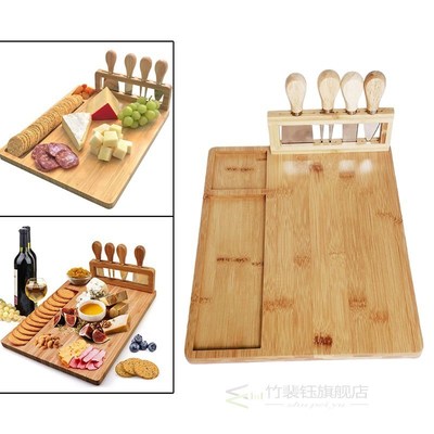 Bamboo Cheese Board Set Charcuterie Board Food Kitchen Cutti