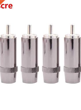4pcs brass Silver Plated Audio RCA Plug 8mm Cable Silver Con