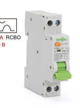 Type A Curve B RCBO 6KA 18mm 32A 10mA 30mA 300mA 1P N Residu