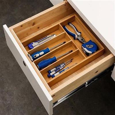 Bamboo Cutlery Tray 5 Grid Kitchen Storage Box