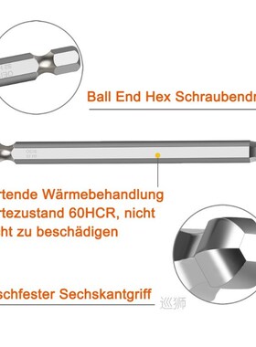 9pcs Ball End Hex Screwdriver Bits Set Metric Allen Hex Bit