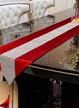 1pcs Modern Table Runner Flannel Diamond Table Marriage Runn