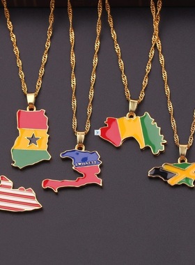 NEW Country Map Flag Necklace Africa Guinea Ghana Liberia Un
